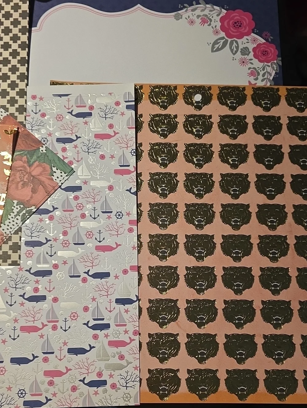 Decorative Assorted Patterned  Sheets - Pink, Blue, White 12x12